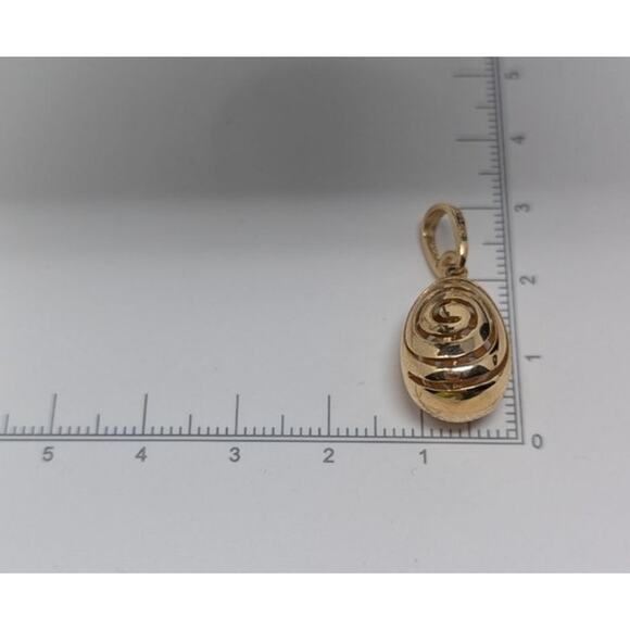 EG 14K Yellow Gold Swirl Spiral Pendant – Modern Teardrop Design, 4.13g - Picture 3 of 4